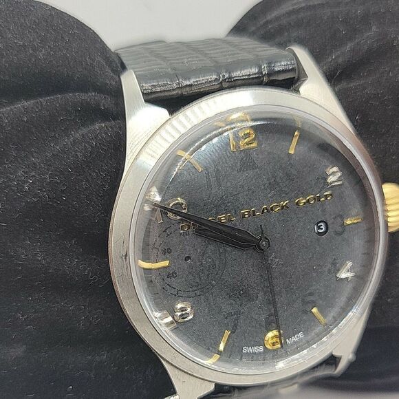 Diesel DBG0001 Men's Black Leather Analog Dial Quartz Genuine Wrist Watch AM923 - Picture 4 of 11